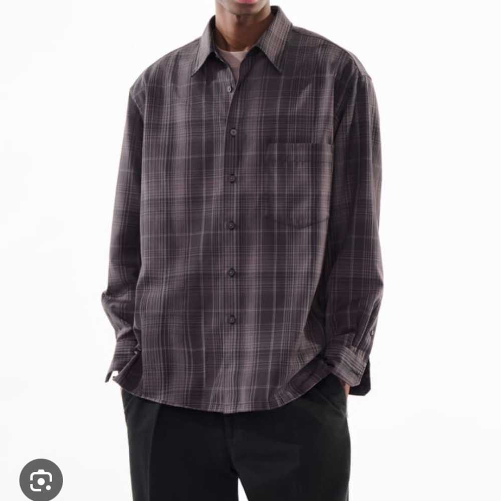 Uniqlo U Flannel Men's Casual Plaid Shirt - Oversized Check Gray
